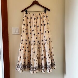 Max Studio Boho Floral Tiered Maxi Skirt Prairie Cottagecore S
